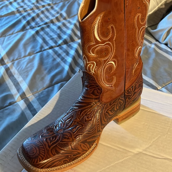 men's cowboy boots with printed design in brown color size 11 for men - Picture 2 of 5